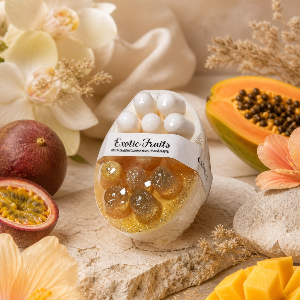 Мыло массажное с люфой "Exotic fruits"